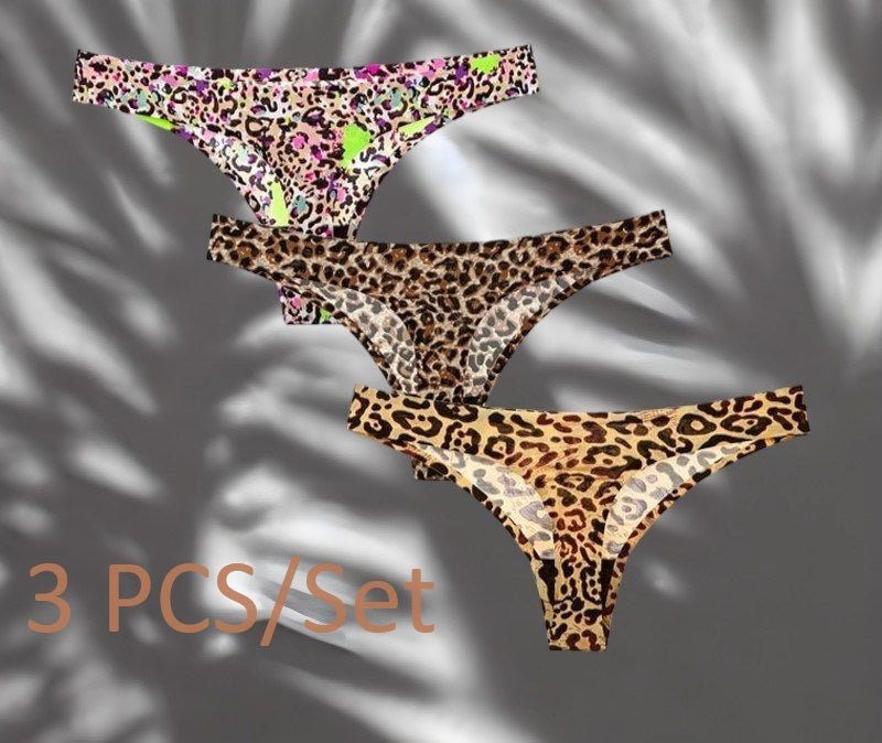 Leopard print panties T-back  3 Pcs seamless panties