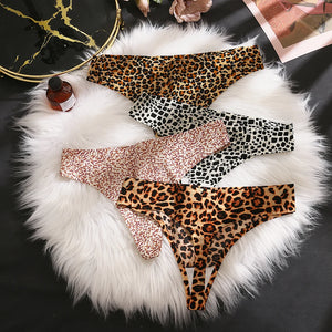 Thong Leopard Seamless Female Underwear Low-Waist Elasticity Sports G-String