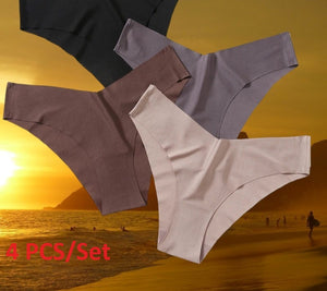 4PCS/Set thong tan Underwear Low-Rise High Elasticity