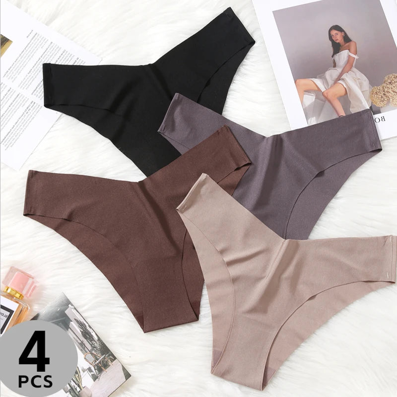 4PCS/Set thong tan Underwear Low-Rise High Elasticity