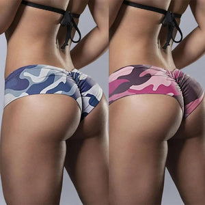 Stylish Women Camouflage Print Ruched Butt brief Under Dress