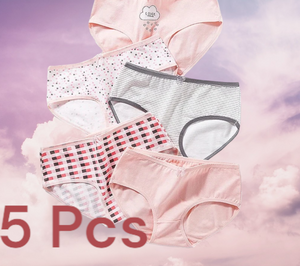 5Pcs/Set  Soft Cotton Lovely Bow Girls Underwear  Seamless Ladies Underpants