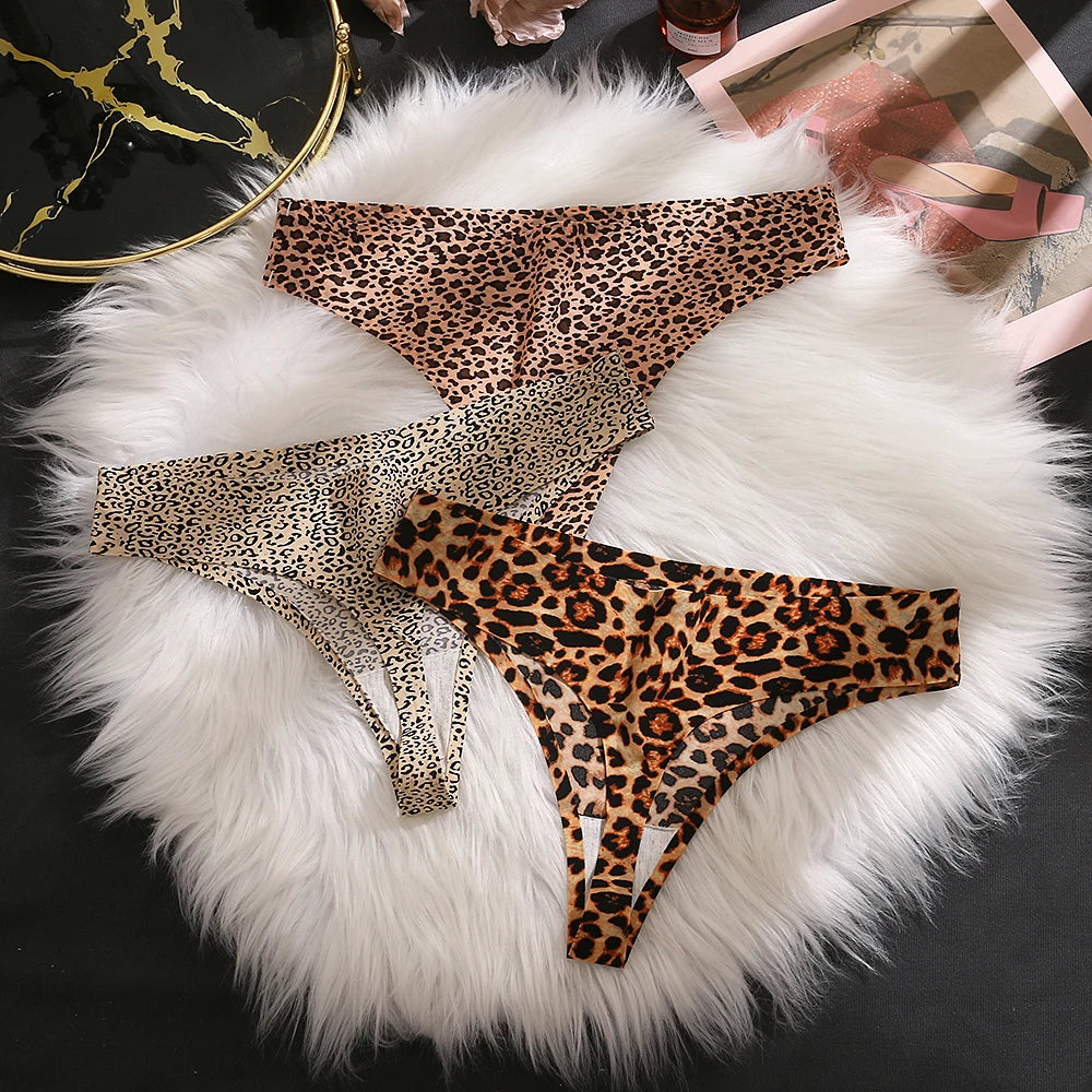 Thong Leopard Seamless Female Underwear Low-Waist Elasticity Sports G-String