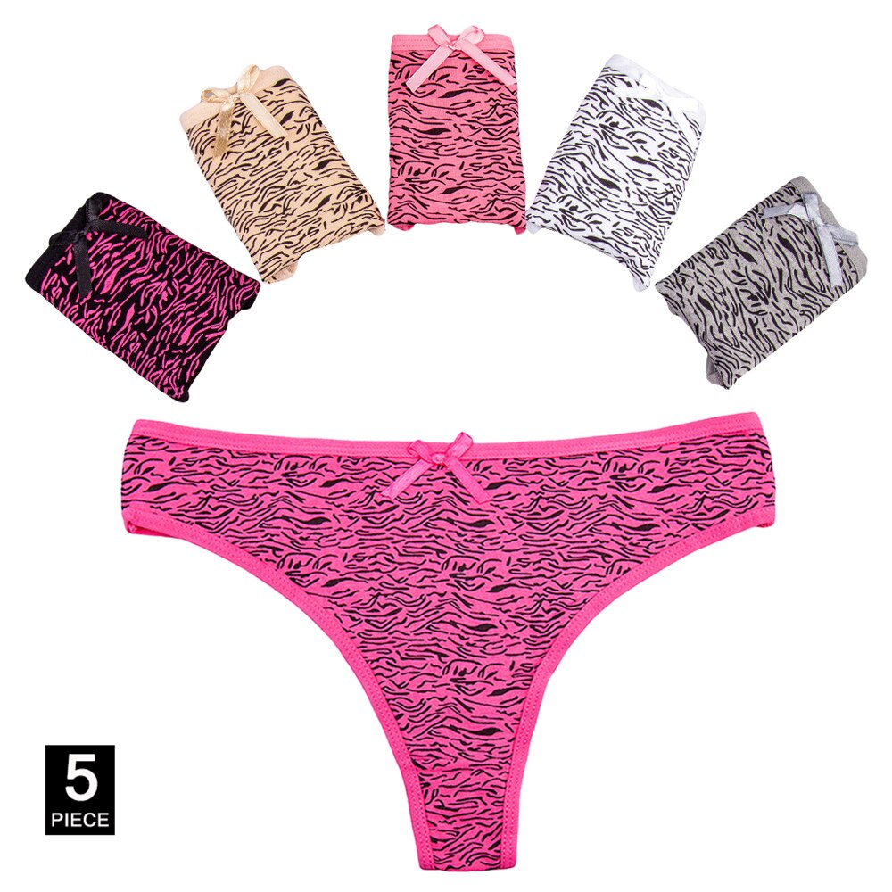 5 Pcs/set  Cotton Thong Girls Ladies Panties Lip Print