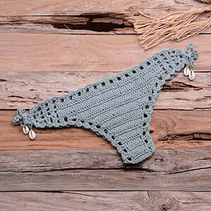 Crochet thong, go to the beach red white and blue swim trunks