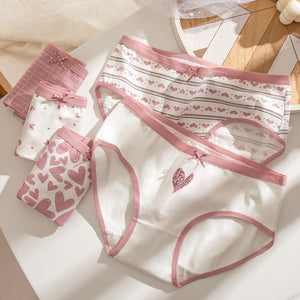 Fashion Print 5Pcs Women‘s Panties Pure Cotton Breathable