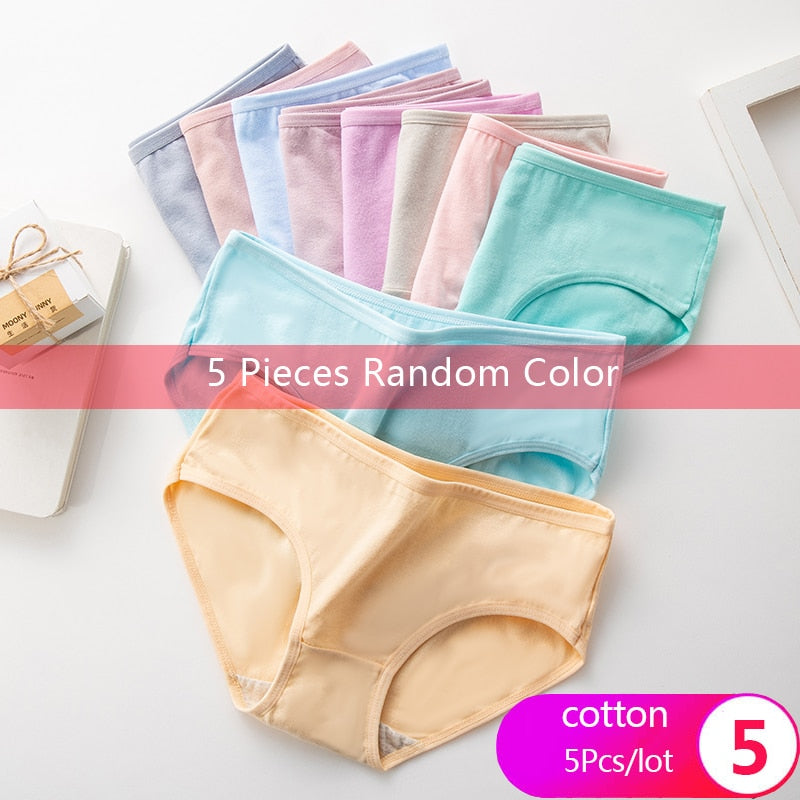 Fashion Print 5Pcs Women‘s Panties Pure Cotton Breathable