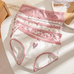 Fashion Print 5Pcs Women‘s Panties Pure Cotton Breathable