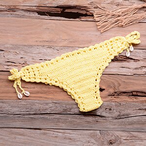 Crochet thong, go to the beach red white and blue swim trunks