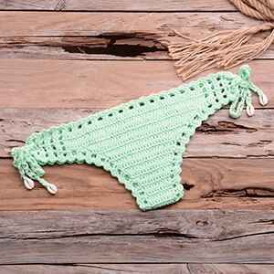 Crochet thong, go to the beach red white and blue swim trunks