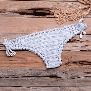 Crochet thong, go to the beach red white and blue swim trunks