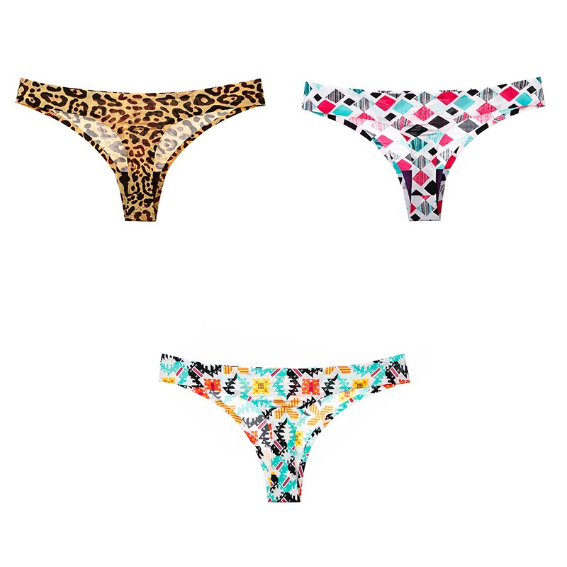 Leopard print panties T-back  3 Pcs seamless panties