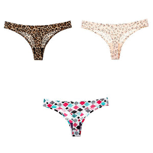 Leopard print panties T-back  3 Pcs seamless panties