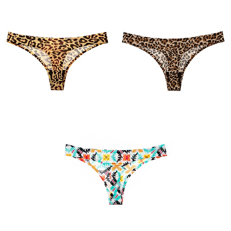 Leopard print panties T-back  3 Pcs seamless panties