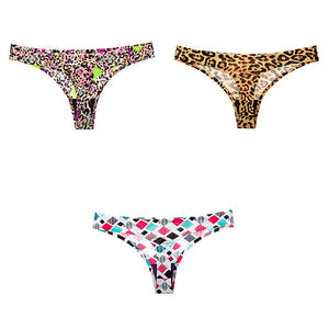 Leopard print panties T-back  3 Pcs seamless panties