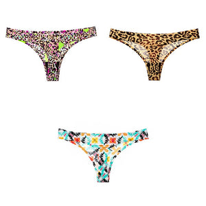 Leopard print panties T-back  3 Pcs seamless panties