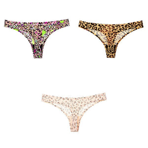 Leopard print panties T-back  3 Pcs seamless panties