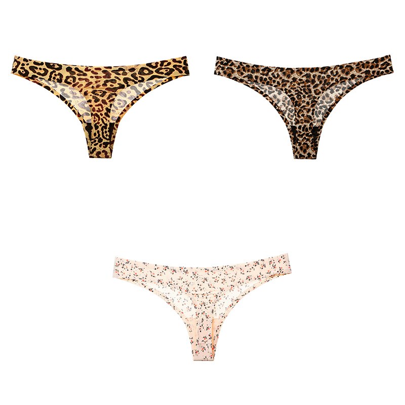 Leopard print panties T-back  3 Pcs seamless panties