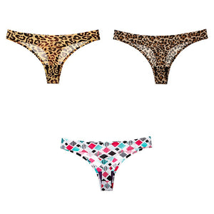 Leopard print panties T-back  3 Pcs seamless panties