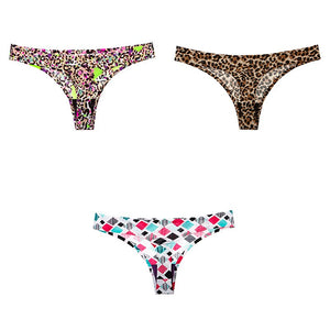 Leopard print panties T-back  3 Pcs seamless panties