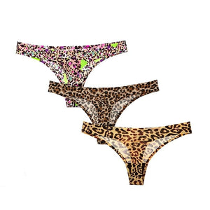 Leopard print panties T-back  3 Pcs seamless panties