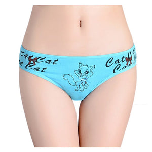 Cute Cat Print Thongs  5 Pcs/lot