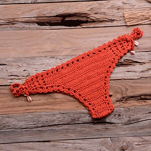 Crochet thong, go to the beach red white and blue swim trunks