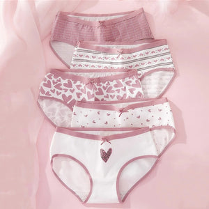 Fashion Print 5Pcs Women‘s Panties Pure Cotton Breathable