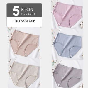 5Pcs/lot  Panties High Waist Pure Cotton Underwear Cute Printed