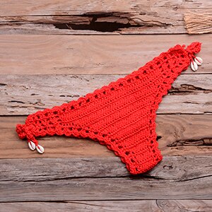 Crochet thong, go to the beach red white and blue swim trunks