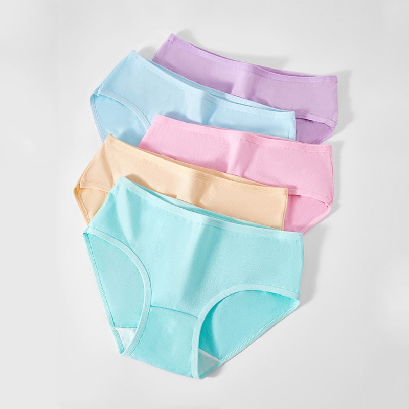 Fashion Print 5Pcs Women‘s Panties Pure Cotton Breathable