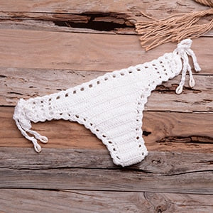 Crochet thong, go to the beach red white and blue swim trunks